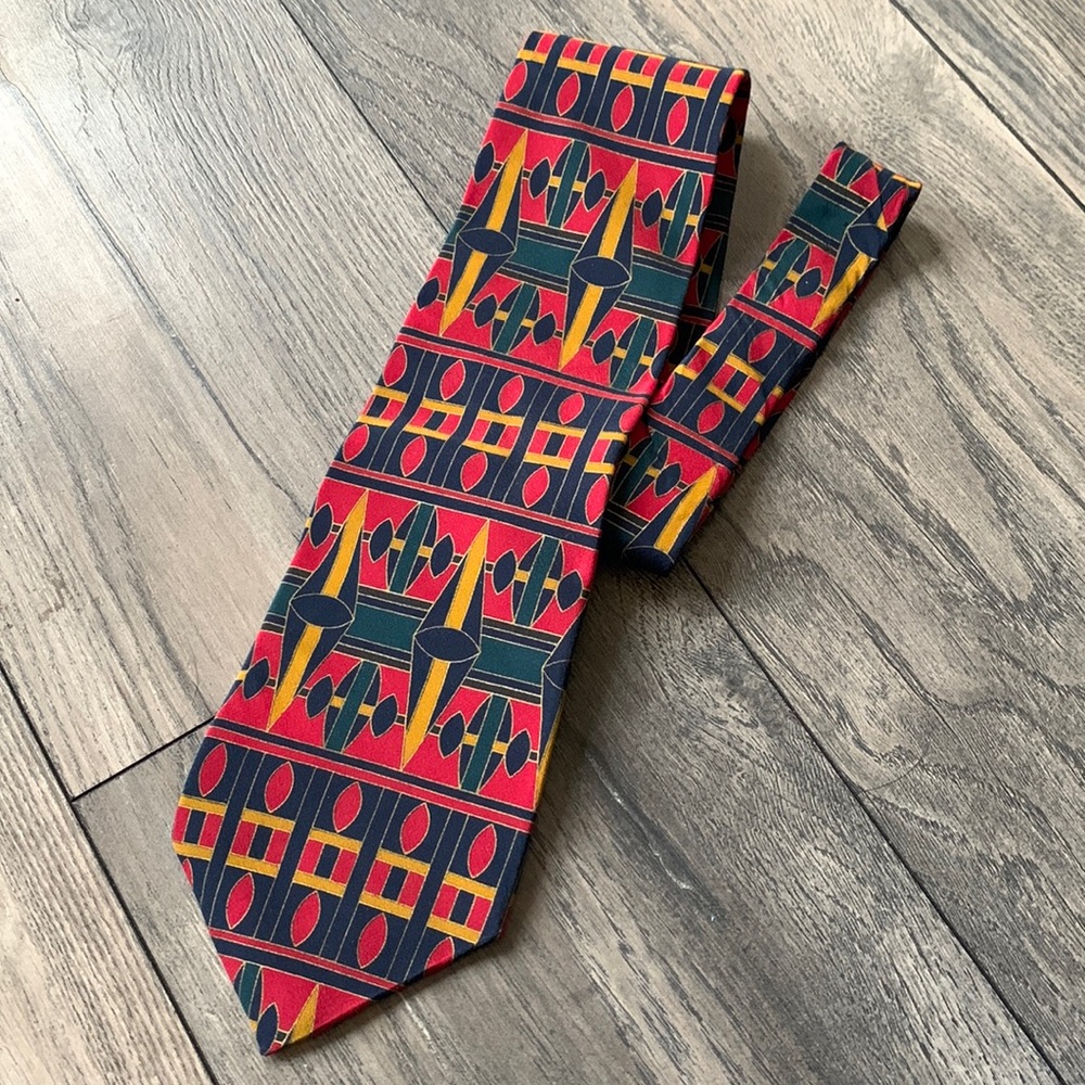 Vintage Wide Oscar De La Renta Abstract Art Bold Power Tie